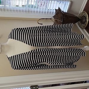 Nadine West Shiela Rose black white striped top long slv open cardigan 2XL NEW…